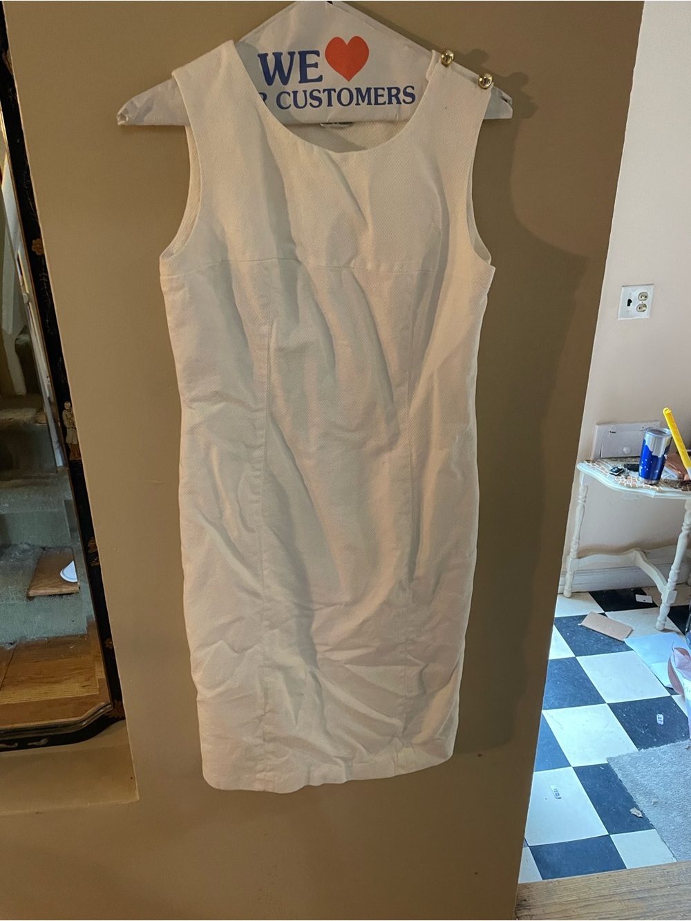 Vintage 90s ports international Sleeveless White Sheath Dress